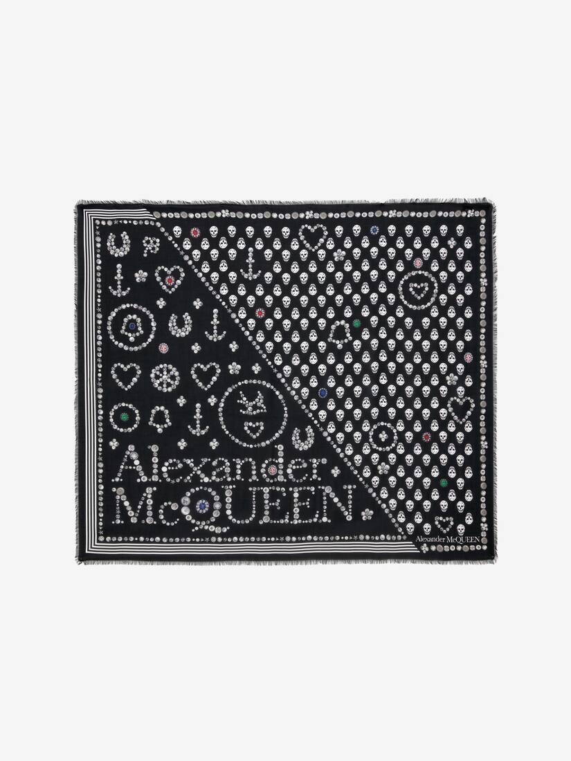 Bufanda Alexander McQueen Jewelled Button Mujer - Negros/Blancos - Mexico 327-TIYZSR